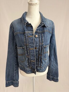 Gap 1969‎ Denim Jacket Saddle Wash Blue Trucker No Flap Pockets